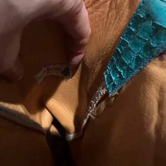 Old Gringo Teal Snakeskin Heeled Boots - Picture 6 of 6